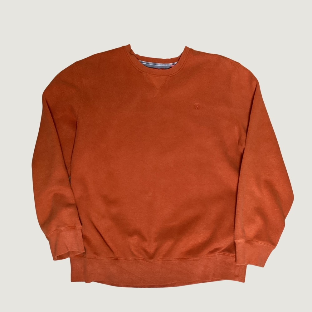 IZOD Crewneck Sweatshirt Mens XL Orange Fleece Pullover Casual Sporty Preppy